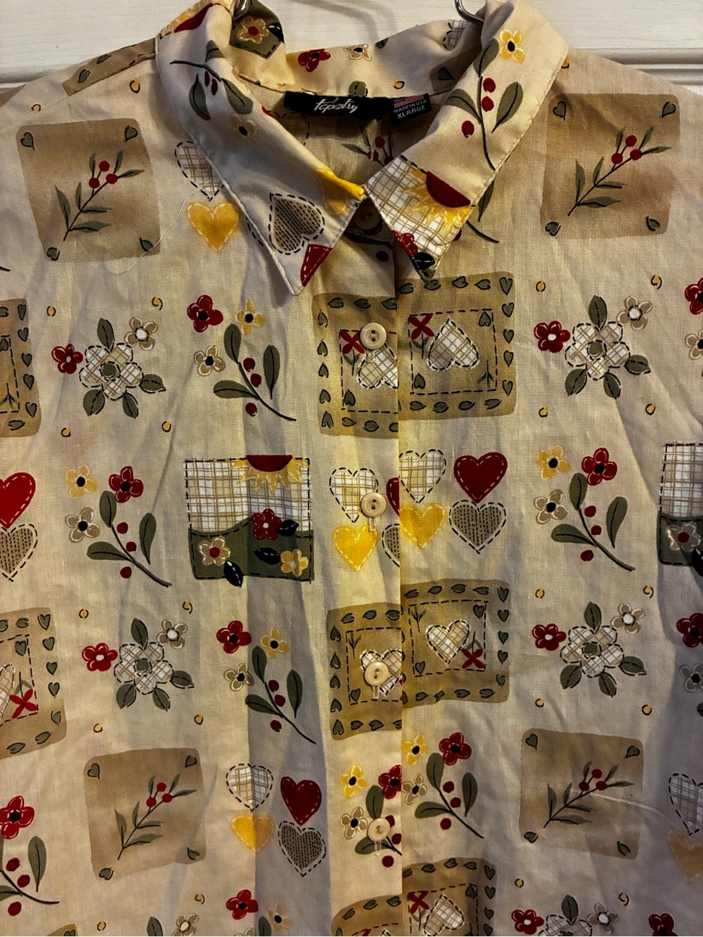 Tapestry Vintage Women’s Multicolor Printed Long Sleeve Button Up Shirt Size: M - Picture 2 of 11
